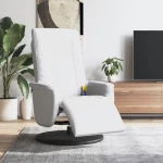 vidaXL Πολυθρόνα Μασάζ Ανακλινόμενη με Υποπόδιο Λευκή Συνθετικό Δέρμα