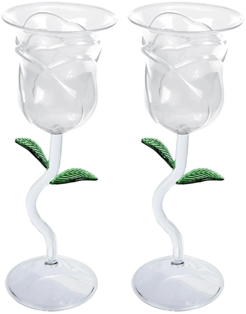 Rose Wine Glass Set – Σετ ποτηριών κρασιού με τριαντάφυλλο MM05118
