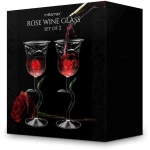 Rose Wine Glass Set – Σετ ποτηριών κρασιού με τριαντάφυλλο MM05118