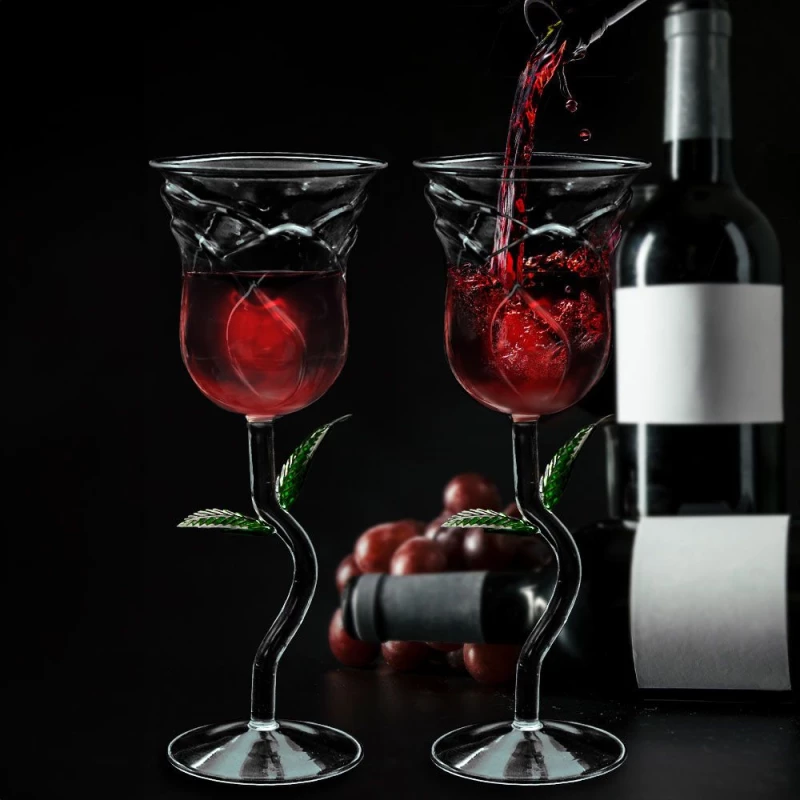 Rose Wine Glass Set – Σετ ποτηριών κρασιού με τριαντάφυλλο MM05118