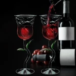Rose Wine Glass Set – Σετ ποτηριών κρασιού με τριαντάφυλλο MM05118