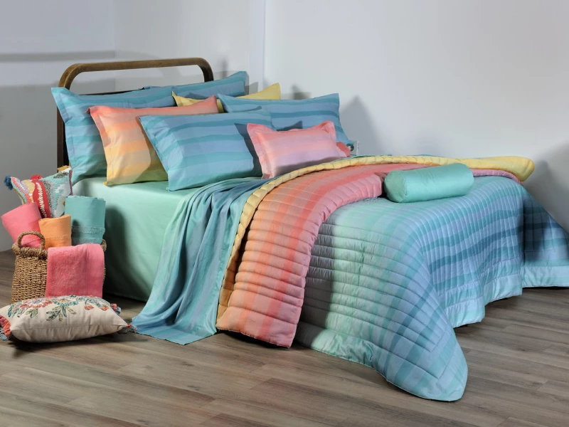 Σετ Παπλωματοθήκη Down Town S-862 Burano Aqua - Υπέρδιπλη 240x250