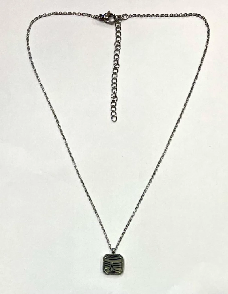 Kostibas 1013-869A6, Κολιέ, Ατσάλι, Λευκό με πολύχρωμη πέτρα