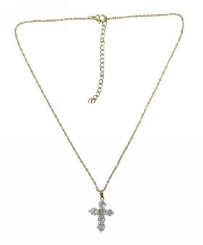 Kostibas 1321-152X5, Σταυρός, Stainless Steel, Ατσάλι, Στρας, Χρυσό