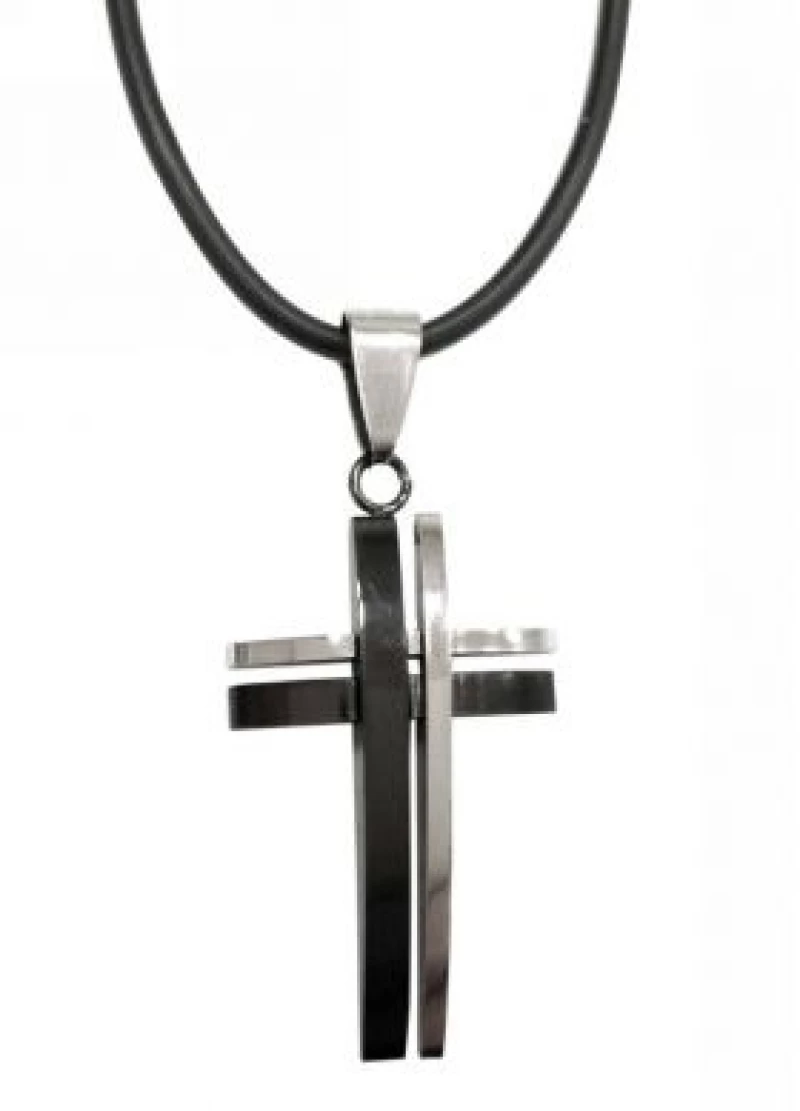 Kostibas 1313-345M, Σταυρός, Stainless Steel, Ατσάλι, Καουτσούκ, Μαύρο