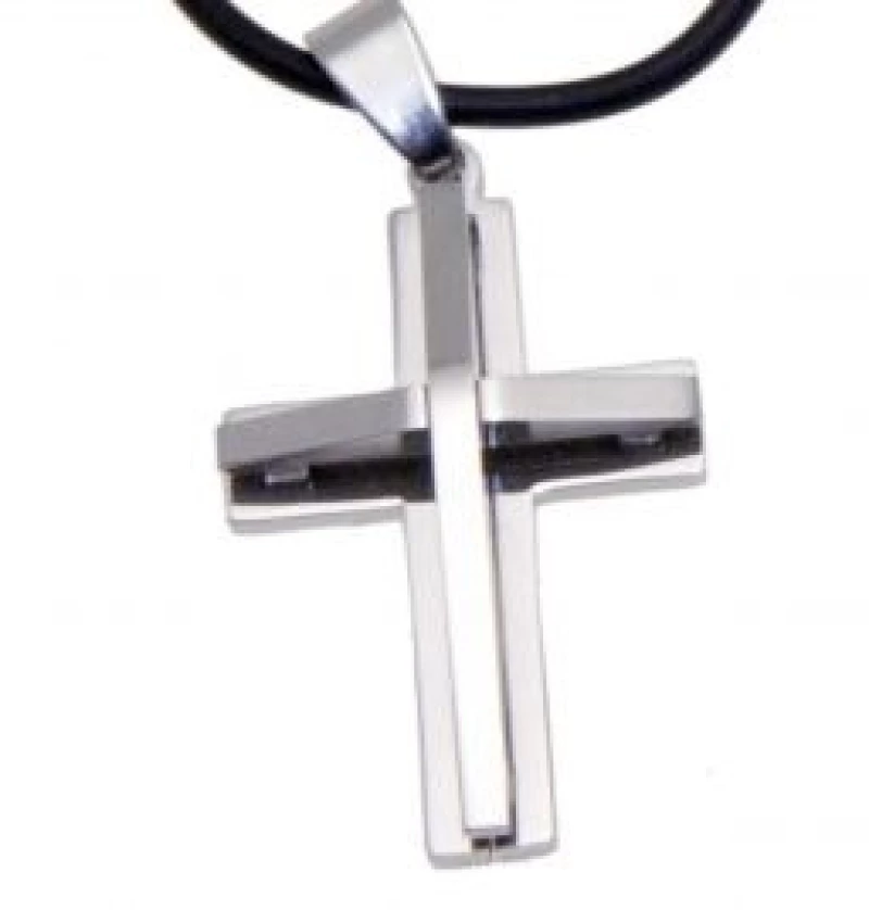 Kostibas 1313-316A, Σταυρός, Stainless Steel, Ατσάλι, Καουτσούκ, Ασημί