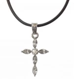 Kostibas 1321-144KL, Σταυρός, Stainless Steel, Ατσάλι, Στρας, Καουτσούκ, Ασημί