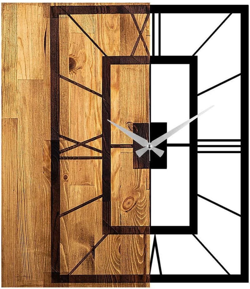 Ρολόι Τοίχου 539TNL1137 49x3x58cm Walnut-Black Wallity Μέταλλο,Ξύλο