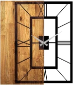 Ρολόι Τοίχου 539TNL1137 49x3x58cm Walnut-Black Wallity Μέταλλο,Ξύλο