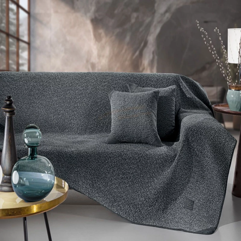 Ριχτάρι Lama Anthracite Guy Laroche Τριθέσιο 170x300cm Πολυέστερ