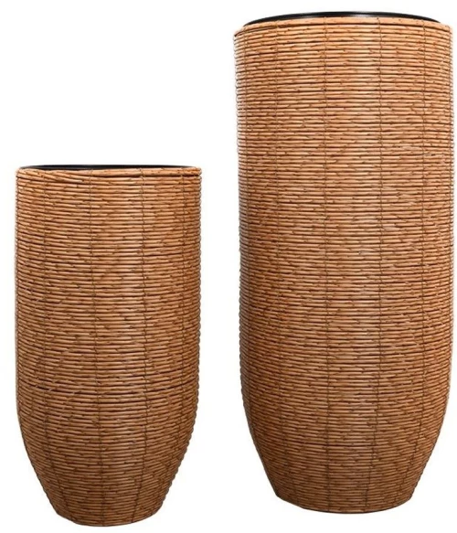 Βάζα (Σετ 2Τμχ) 374-124-035 37x80cm/31x57cm Brown Ψάθα