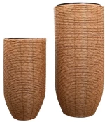 Βάζα (Σετ 2Τμχ) 374-124-035 37x80cm/31x57cm Brown Ψάθα