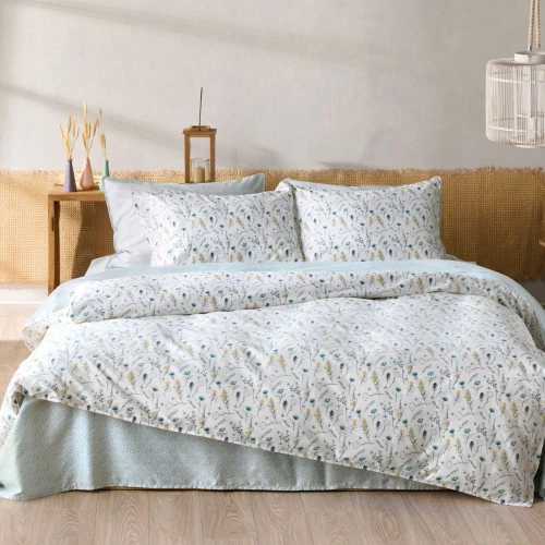 Σεντόνια Erbe 10 (Σετ 4τμχ) White-Yellow Kentia Υπέρδιπλo 240x270cm 100% Βαμβακοσατέν