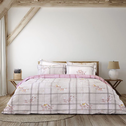 Παπλωματοθήκη Reimon (Σετ 3τμχ) Beige-Pink Nima King Size 240x260cm 100% Βαμβάκι