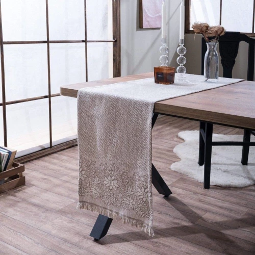 Τραβέρσα Mineapolis 02 Beige Teoran 45X180 Βαμβάκι-Ακρυλικό