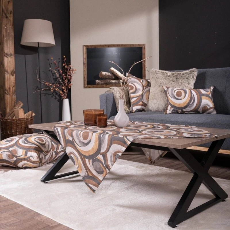 Καρέ Merida Brown-Grey Teoran 90X90cm Βαμβάκι-Πολυέστερ