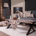 Καρέ Merida Brown-Grey Teoran 90X90cm Βαμβάκι-Πολυέστερ