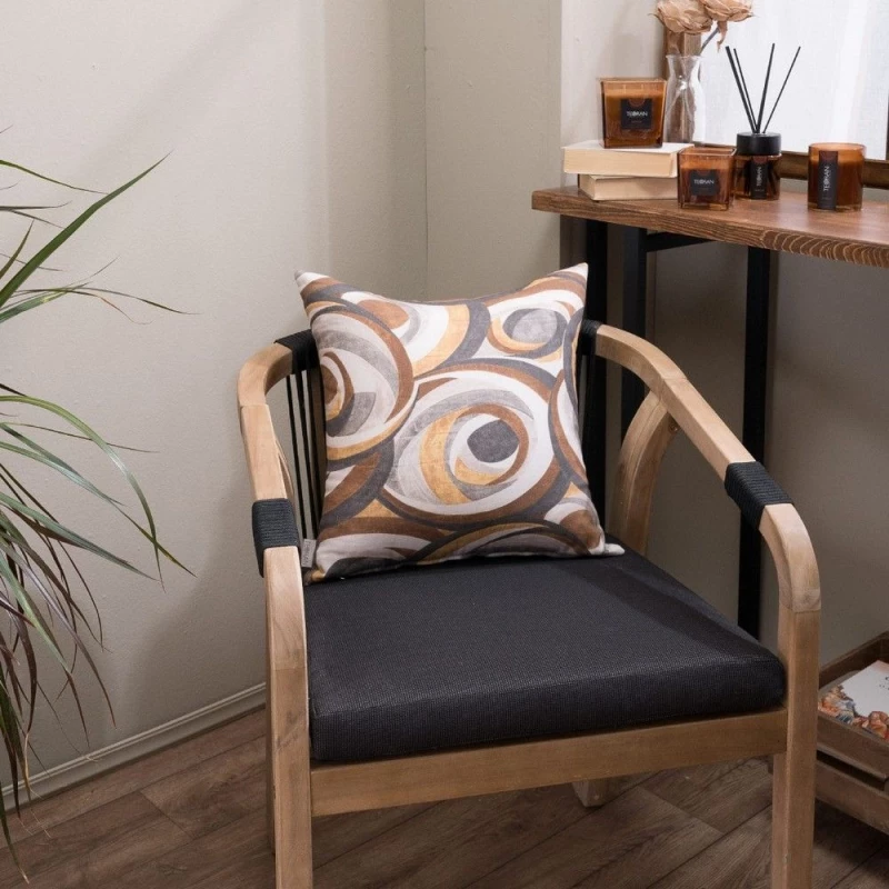Μαξιλαροθήκη Διακοσμητική Merida Brown-Grey Teoran 45X45 Βαμβάκι-Πολυέστερ