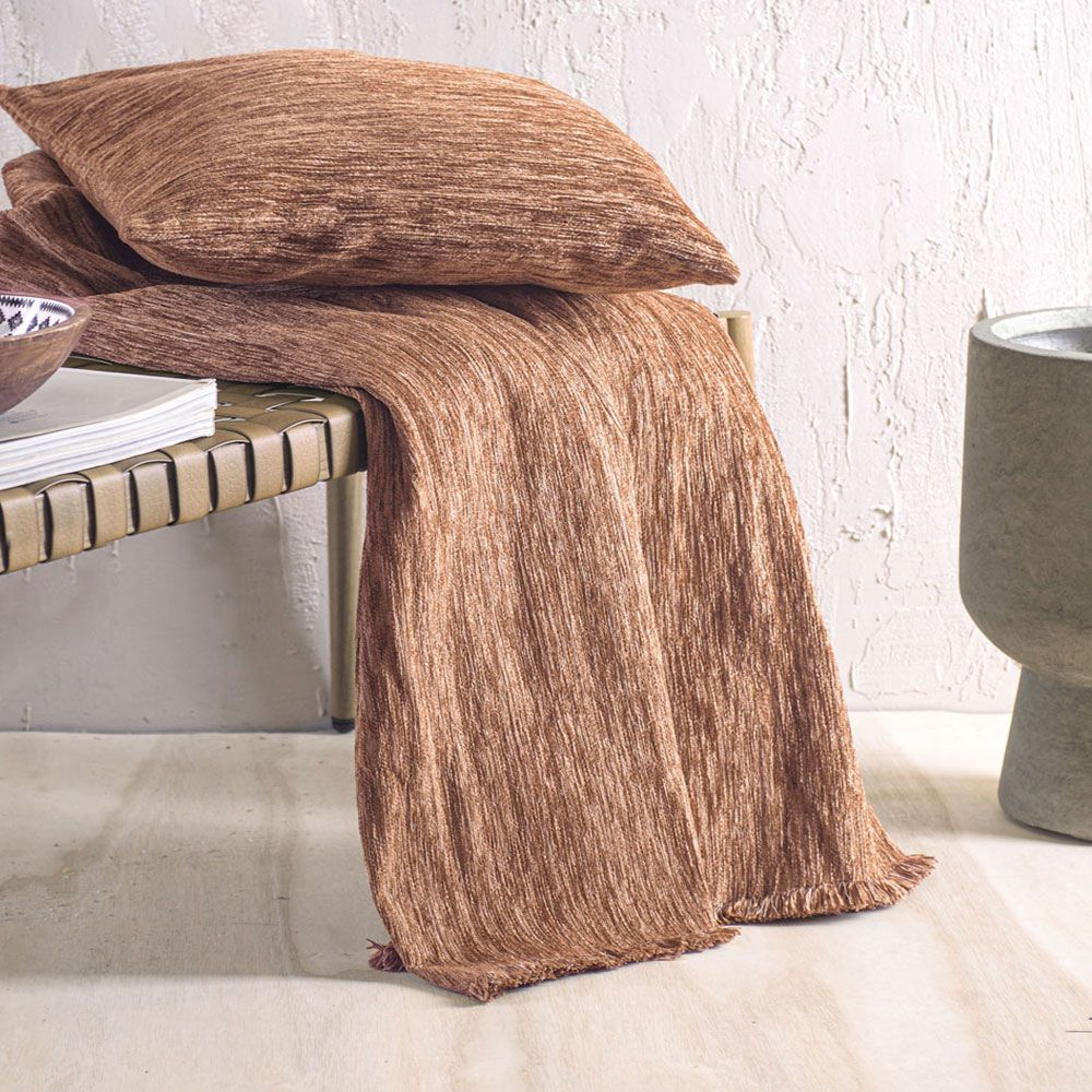 Ριχτάρι Planet Brown Ρυθμός Διθέσιο 180x240cm Βαμβάκι-Chenille