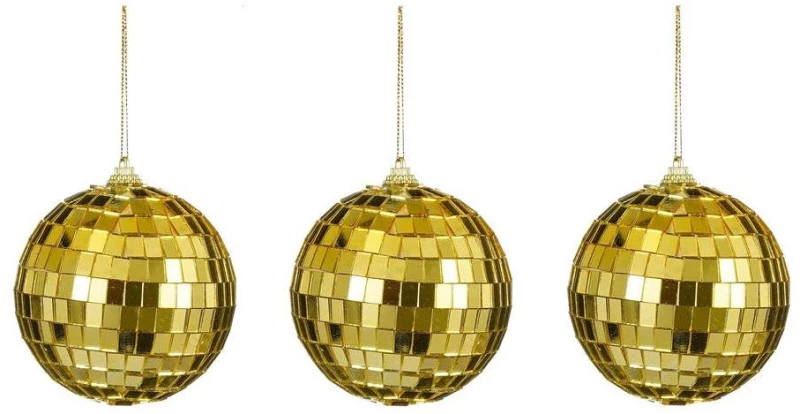 Χριστουγεννιάτικες Μπάλες Disco Mirror 02.1162260 (Σετ 3τμχ) 8cm Gold