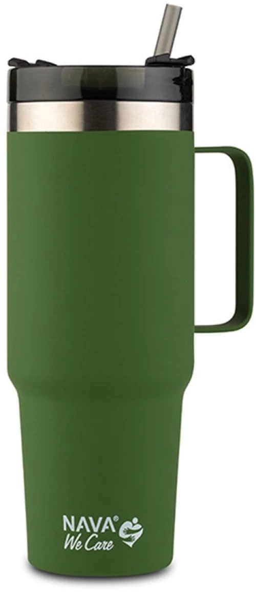 Ποτήρι - Θερμός Με Καλαμάκι We Care 10-016-105 900ml Dark Green Nava