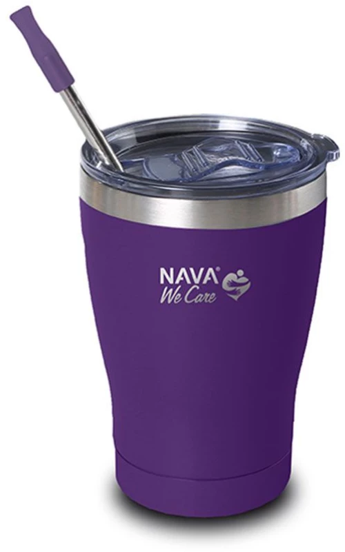 Ποτήρι - Θερμός Με Καλαμάκι We Care 10-262-092 Φ8,6x13cm 360ml Purple Nava