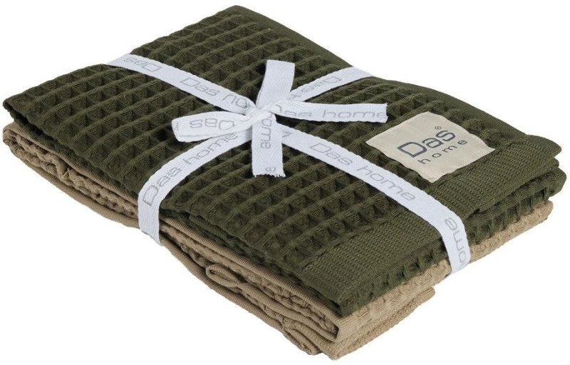 Ποτηρόπανα 0802 (Σετ 2τμχ) Olive-Green Das Home 40x60cm 100% Βαμβάκι