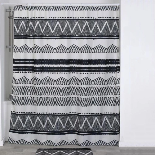 Κουρτίνα Μπάνιου Lodge 06.1200729 White-Black 180Πx200Υ Πολυέστερ