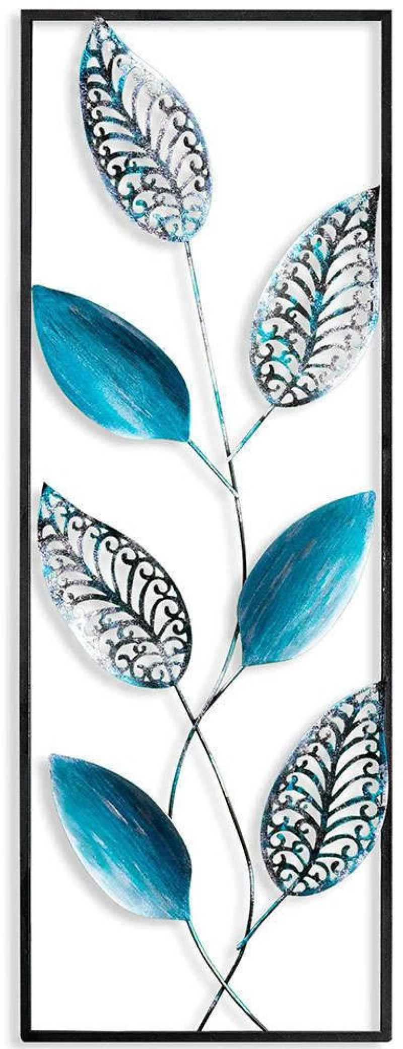 Διακοσμητικό Τοίχου Leaf 930DYU1237 32x90cm Black-Blue Wallity Μέταλλο