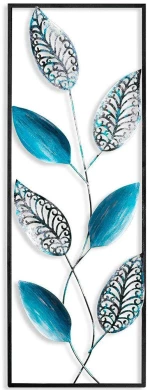 Διακοσμητικό Τοίχου Leaf 930DYU1237 32x90cm Black-Blue Wallity Μέταλλο