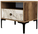 Κομοδίνο Lizbon 845HCT2503 56x40x50,8cm Walnut-White