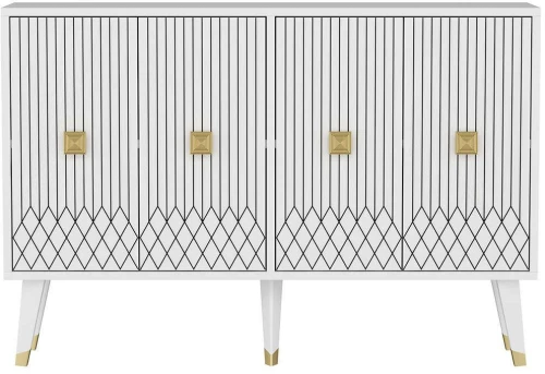 Μπουφές Carbin 327ODS1235 120x30x80cm White-Gold Μοριοσανίδα, Μελαμίνη