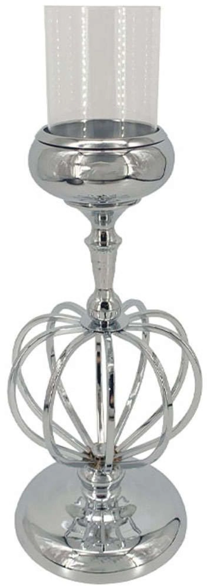 Κηροπήγιο Ακτινωτό 24-15-40055 43cm Silver Marhome Μέταλλο,Γυαλί