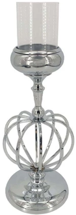 Κηροπήγιο Ακτινωτό 24-15-40055 43cm Silver Marhome Μέταλλο,Γυαλί