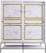 Ντουλάπα Δίφυλλη Martin 801CMY3445 190x57x200cm Marble Effect White-Gold Δίφυλλη