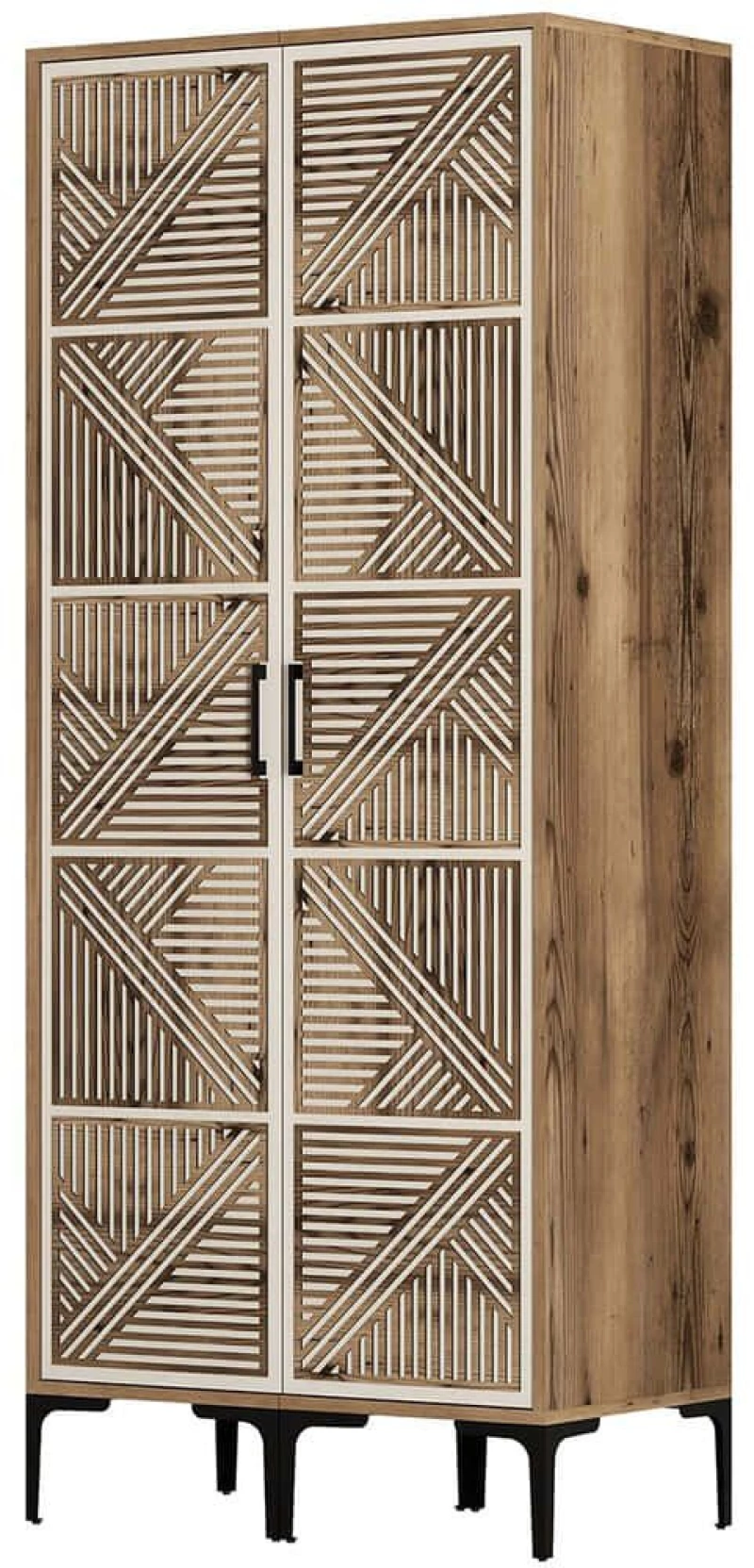 Ντουλάπα Δίφυλλη Kumsal 845HCT5441 80x47,5x201,4cm Walnut-Cream Δίφυλλη