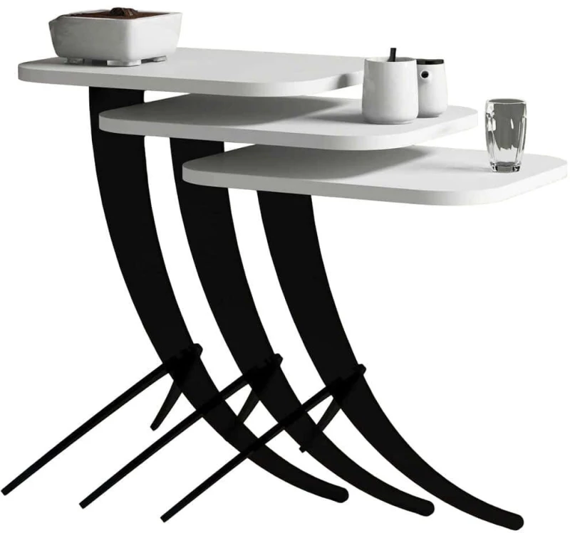 Ζιγκόν Pion (Σετ 3Τμχ) 845HCT2842 35x45x60/54,5/48,5cm White-Black