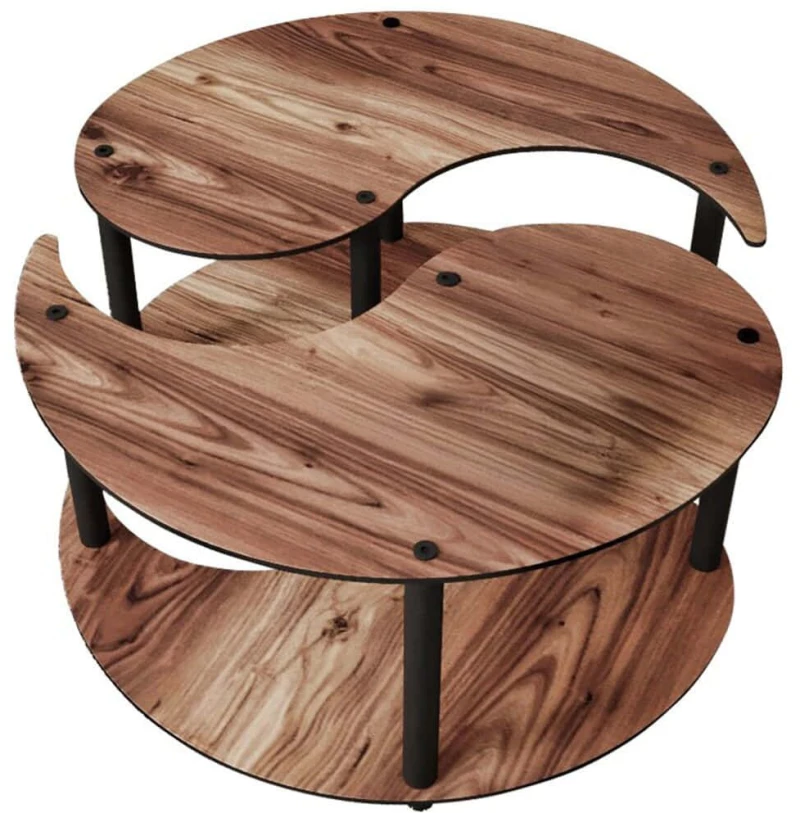 Τραπέζια Σαλονιού Yin Yang (Σετ 2Τμχ) 282PTR1515 Φ70x38cm Walnut