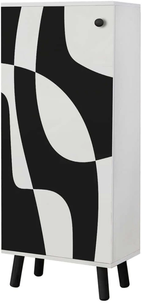 Παπουτσοθήκη Vegas 869VEL8638 50x38x135cm White-Black Μοριοσανίδα,Ξύλο