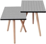 Τραπεζάκια Βοηθητικά (Σετ 2Τμχ) 481LNA2464 35x35x47/42cm White-Black