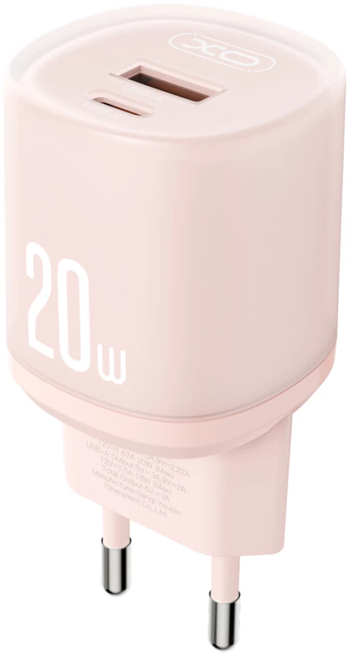 XO L144(EU) PD20W 1USB-A+1USB-C Φορτιστής Ροζ