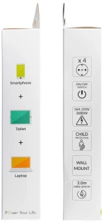 Πολύπριζα 4θ Με Διακόπτη 3M,3g1,5 λευκό LS-430W LIME