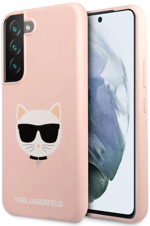 Karl Lagerfeld Saffiano Leather Hard Case Choupette's Head Θήκη προστασίας από σιλικόνη – Samsung Galaxy S22 Plus ροζ - KLHCS22M