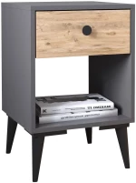 Κομοδίνο ArteLibre AMARI Ανθρακί/Δρυς Μοριοσανίδα 43x43x67.5cm