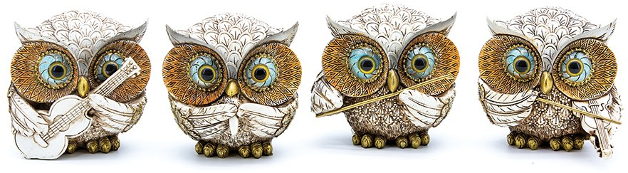 Διακοσμητική κουκουβάγια λευκή-καφέ Polyresin 9.5 10χ7cm syllogi ΦΤ-1203-3