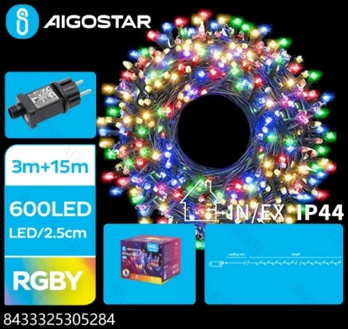 Χριστουγεννιάτικα Λαμπάκια Ρεύματος με Πράσινο Καλώδιο 15m με Πολύχρωμο Φωτισμό και 8 Προγράμματα Λειτουργίας 30528