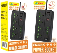 Andowl Πολύμπριζο 4 θέσεων με θύρες USB και Type-C 3000W Q-PX990