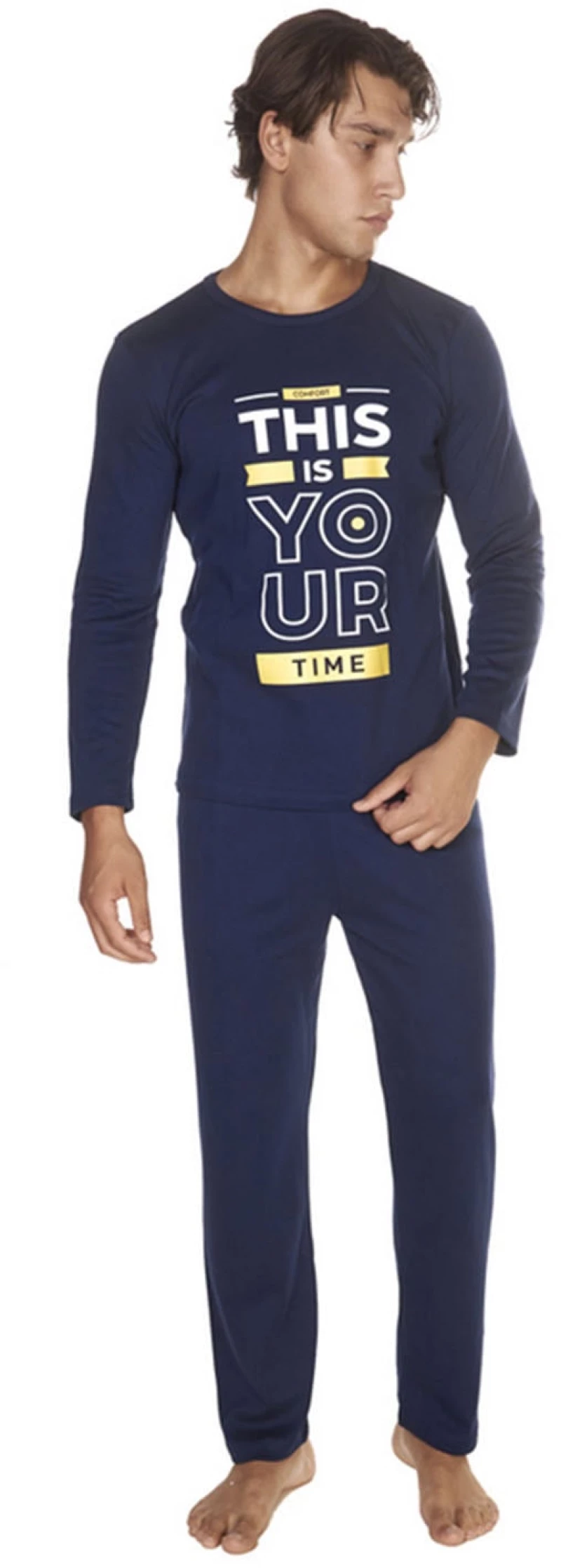 ΑΝΔΡΙΚΗ ΒΑΜΒΑΚΕΡΗ ΜΑΚΡΥΜΑΝΙΚΗ ΠΥΤΖΑΜΑ W24 COMFORT THIS IS YOUR TIME 24252015 - ΜΠΛΕ
