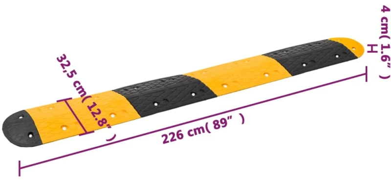 vidaXL Σαμαράκι Δρόμου Κίτρινο & Μαύρο 226x32,5x4 εκ. από Καουτσούκ