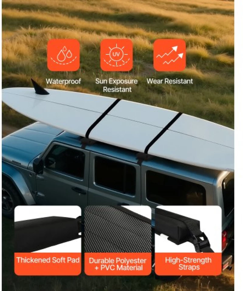 VEVOR Soft Roof Rack Pads 15.5in 176lbs Load Capacity for Kayak Canoe Surfboard